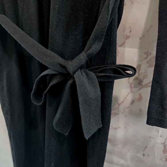 & Other Stories Dress Womens Small 4 6 Black Midi Maxi Long Sweater V Bow Wool - Picture 13 of 16